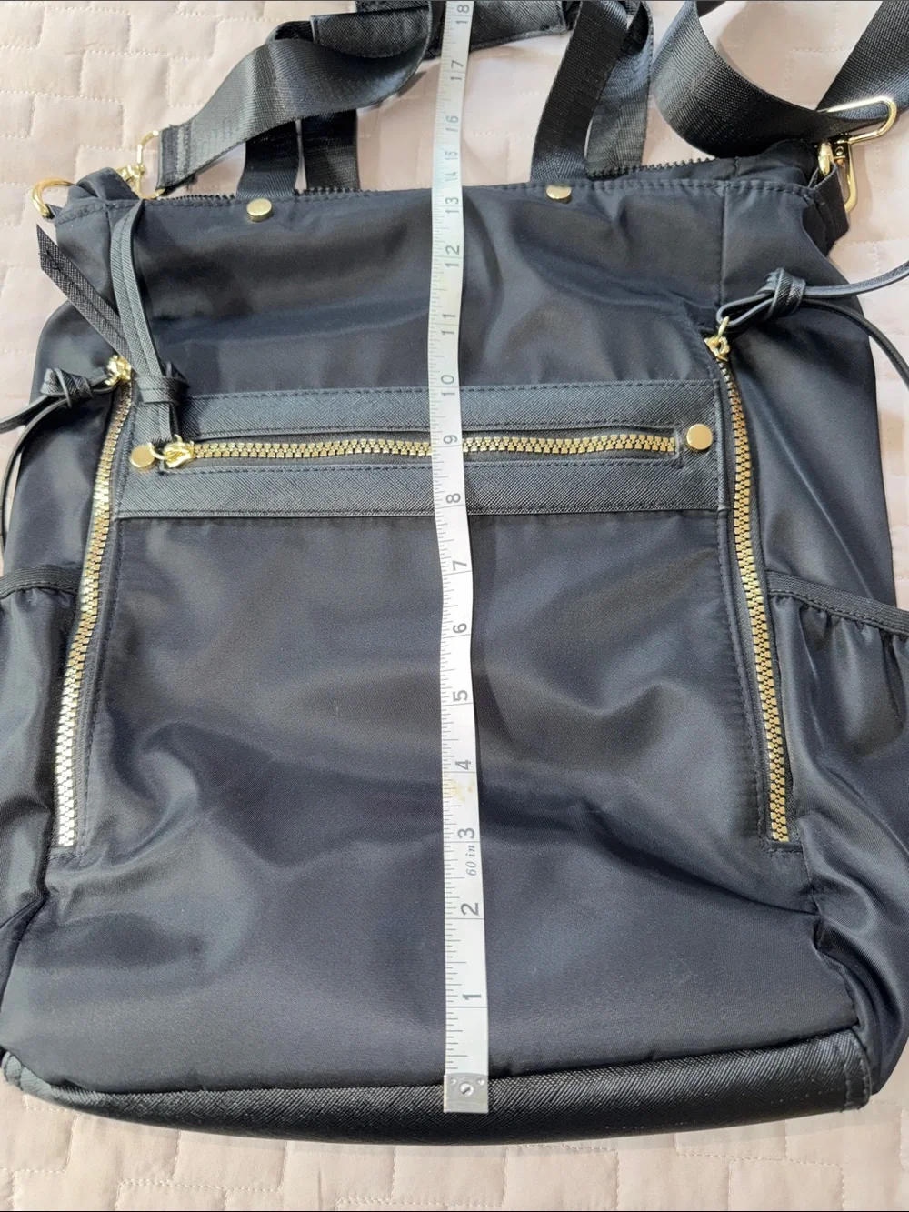 Laundry By Shelli Segal Black Nylon Laptop Tote with Gold Hardware